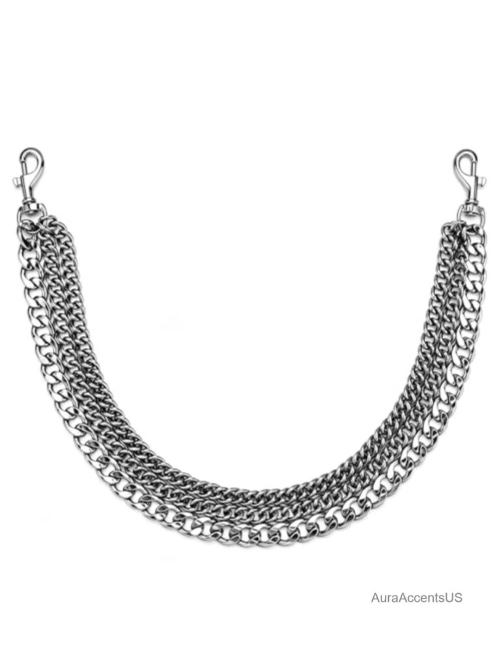 Triple Chain Purse Strap - 19.7" Metal Extension Chain, Anti-Tarnish